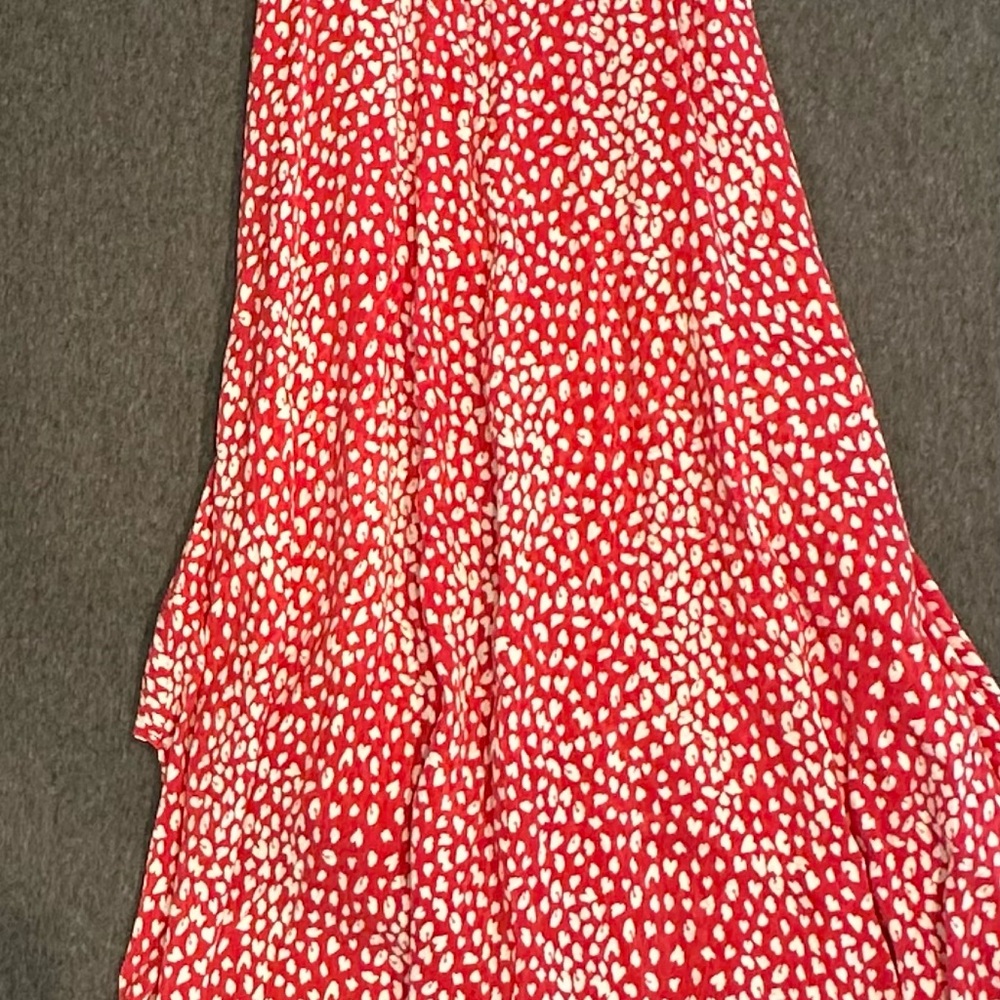 Maje Red and White Ruffled Tiered Maxi Dress